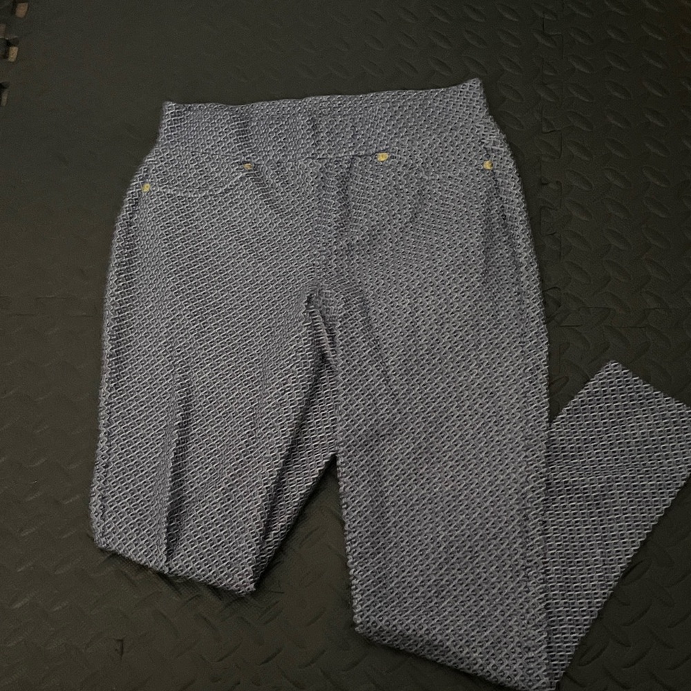 Michael Kors Blue and White Geometric Pants